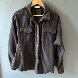 Bluivy Dark Gray Button Down Fleece Shacket
